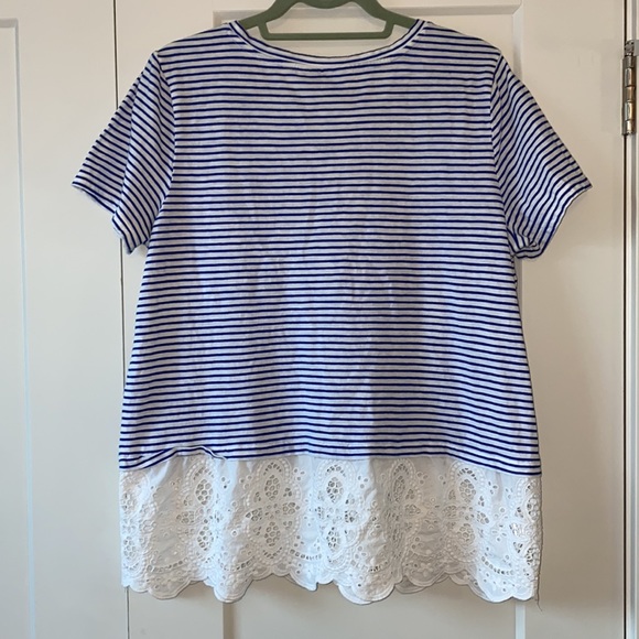 Striped lace hem tee - Picture 4 of 4